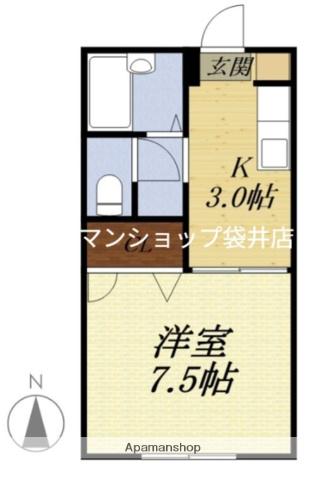 ドエル・セフィラ(1K/1階)の間取り写真