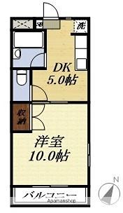 サンデリアーナムーン(1DK/2階)の間取り写真