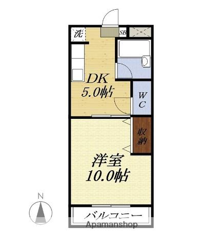 サンデリアーナムーン(1DK/3階)の間取り写真