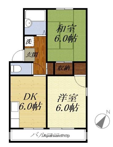 コーポ角ヶ谷(2DK/2階)の間取り写真