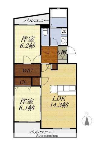 アンジェリーク(2LDK/2階)の間取り写真