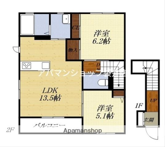 エルスールB(2LDK/2階)の間取り写真