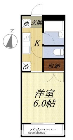 コーポ丁田(1K/2階)の間取り写真