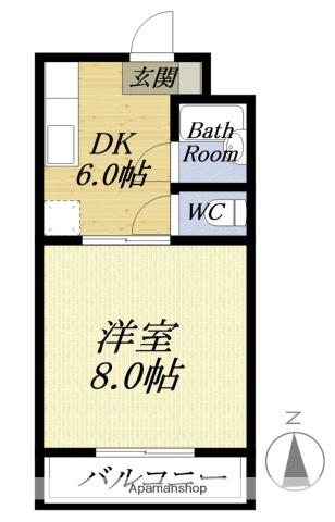 シンフォニー(1DK/1階)の間取り写真