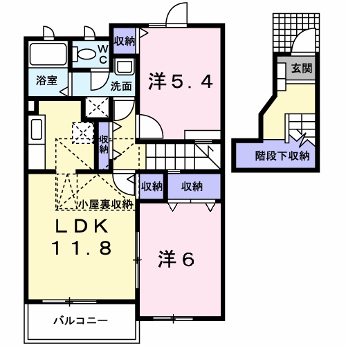 LIVERTY DREAM Ⅵ(2LDK/2階)の間取り写真