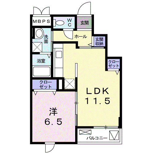 ノーブルパレス(1LDK/3階)の間取り写真