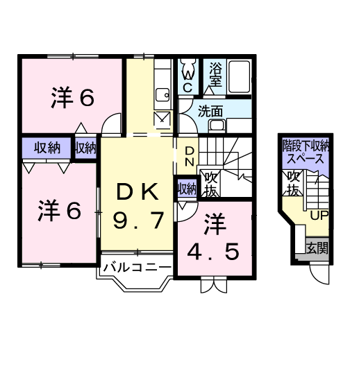 パークネス Ⅴ(3LDK/2階)の間取り写真