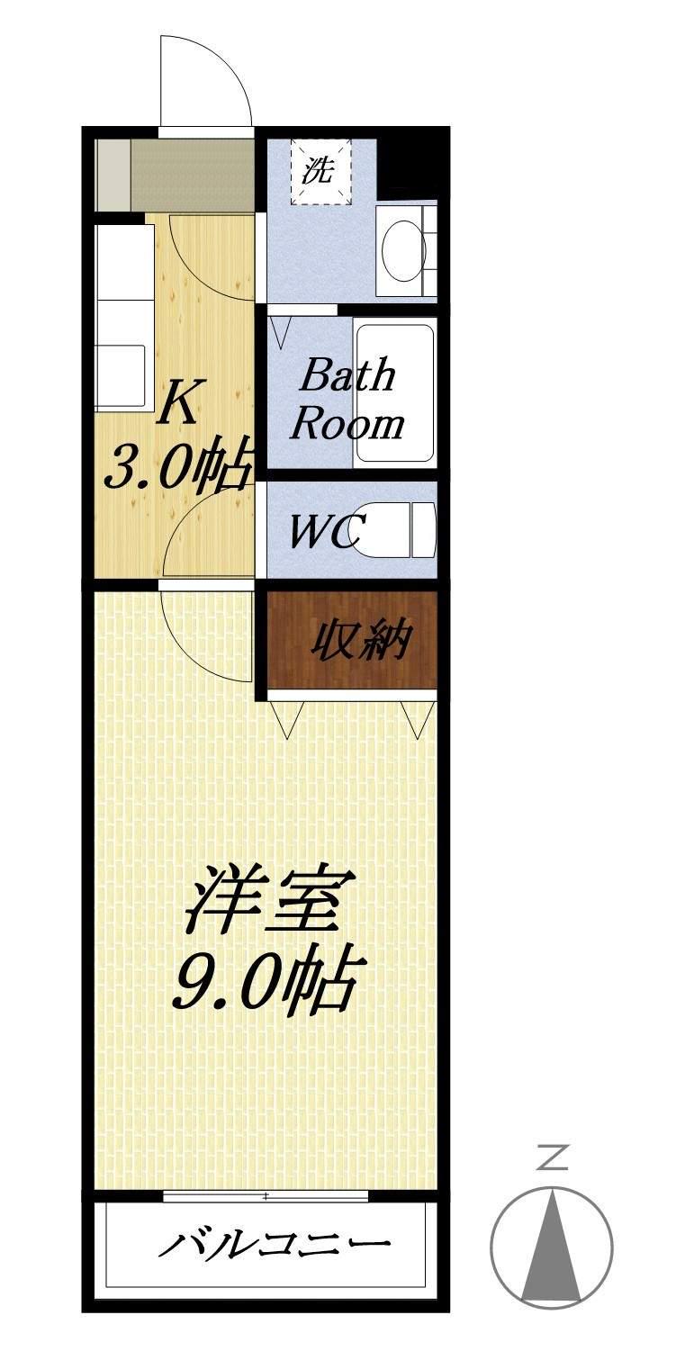 ハミング愛野(1K/2階)の間取り写真