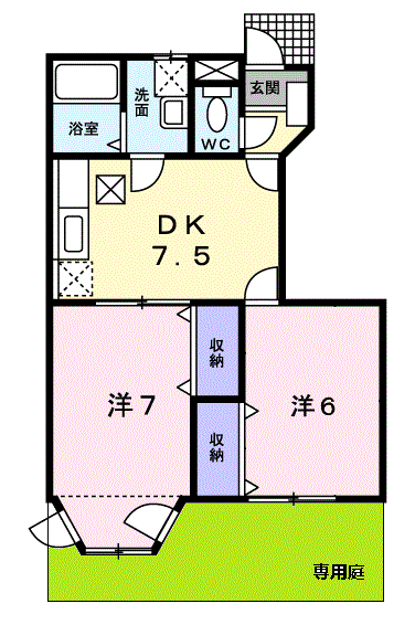 天王森Ⅱ(2DK/1階)の間取り写真