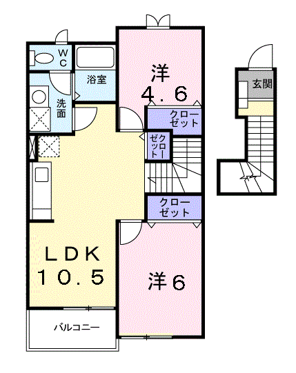 パーシモンガーデン(2LDK/2階)の間取り写真