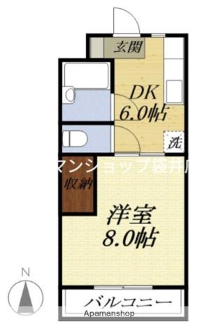 アメニティーベル(1DK/1階)の間取り写真