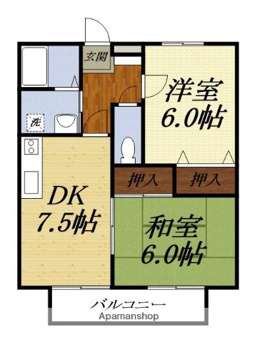 グランドゥール(2DK/1階)の間取り写真