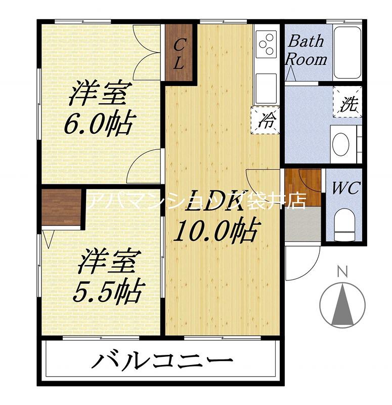 ボヌールC(2LDK/1階)の間取り写真