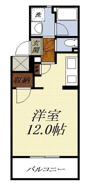 スカイヒルズきらり(ワンルーム/2階)の間取り写真