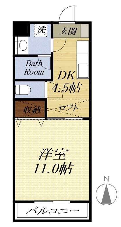 SUN DREAM(1DK/4階)の間取り写真