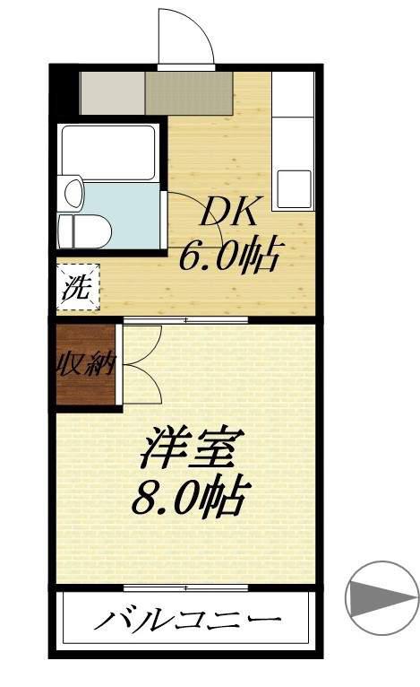 サンルミエール(1DK/2階)の間取り写真