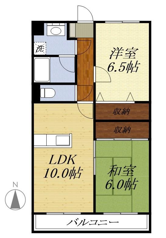 グランピアII(2LDK/4階)の間取り写真