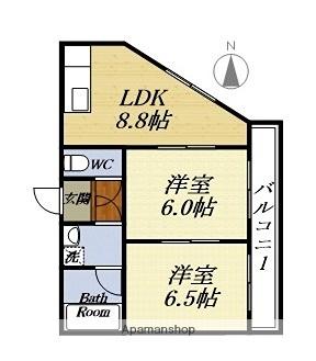 パステルグリーン(2LDK/2階)の間取り写真