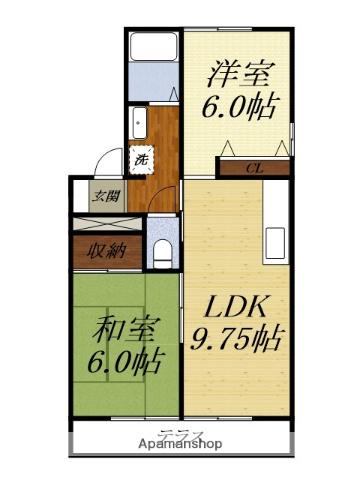 トルナーレ内野(2LDK/1階)の間取り写真