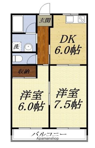 メゾンキタハマ(2DK/1階)の間取り写真