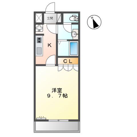 エスプリド伎倍(1K/1階)の間取り写真