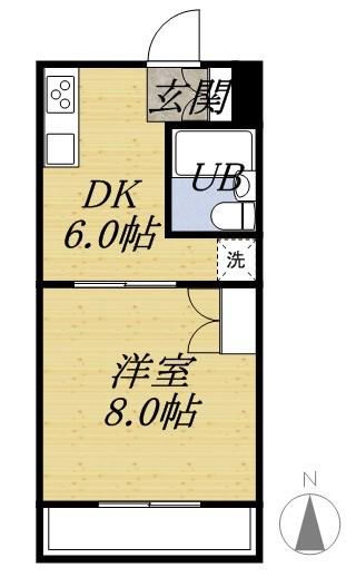 グランドゥール(1DK/1階)の間取り写真