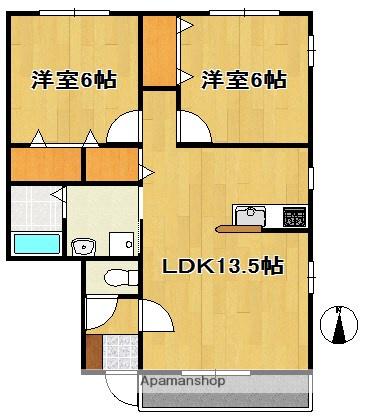 エスポーアメゾン(2LDK/2階)の間取り写真