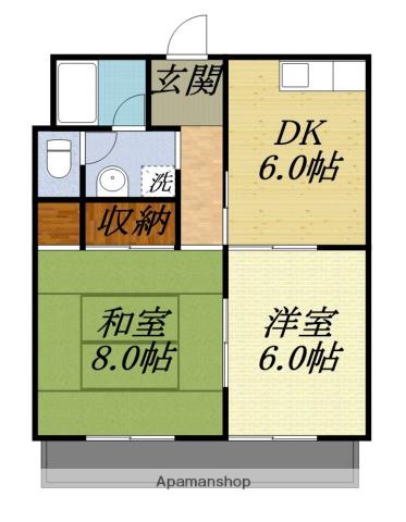 サンシャイン天王Ⅱ(2DK/4階)の間取り写真