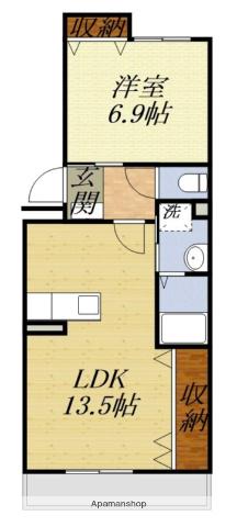 エスアイレジデンス W(1LDK/2階)の間取り写真