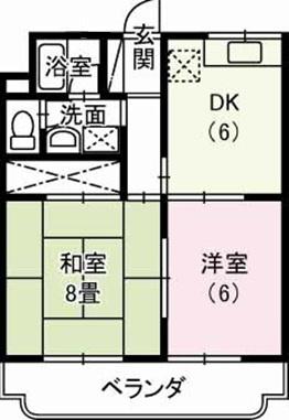 アベニール天王(2DK/1階)の間取り写真