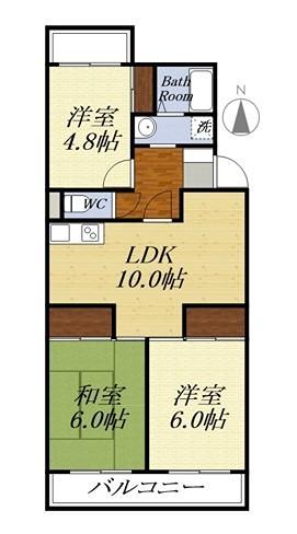 マンション中瀬(3LDK/2階)の間取り写真