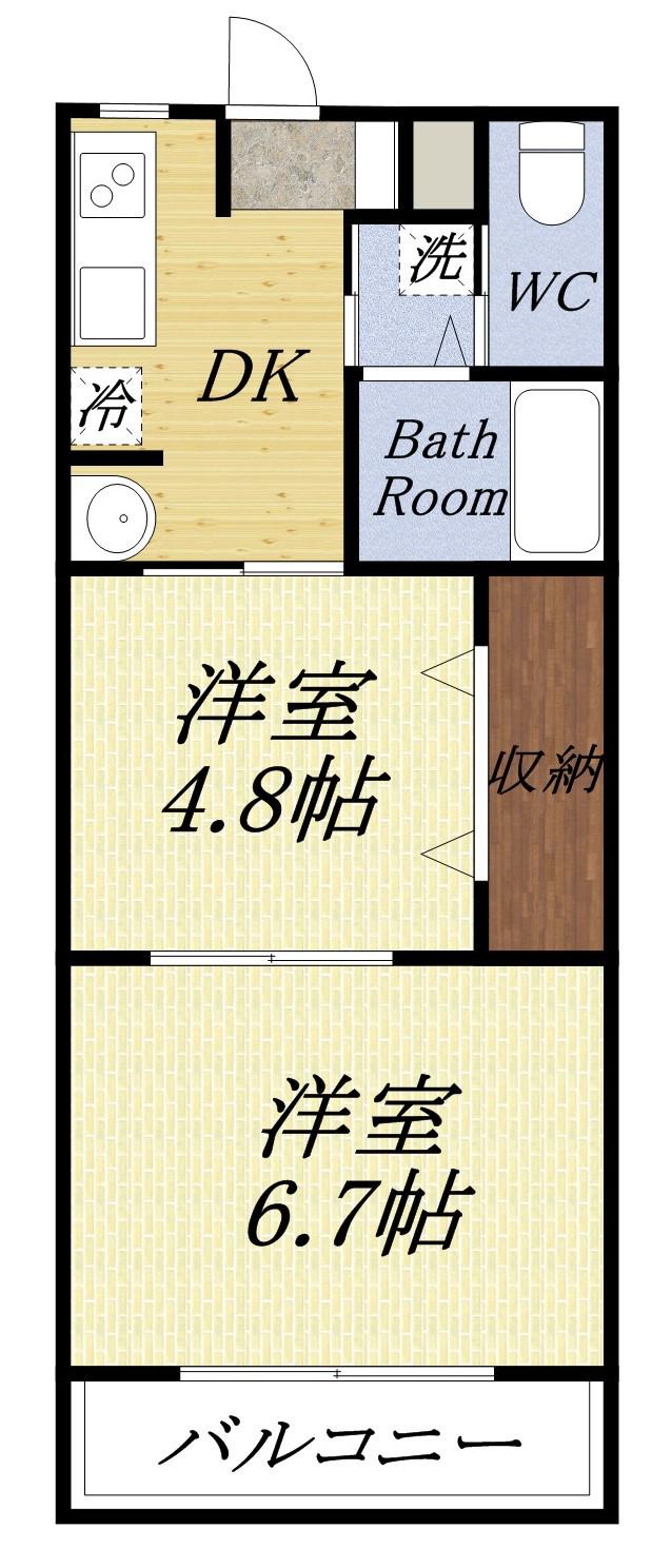 プロスパー水堀(2K/2階)の間取り写真