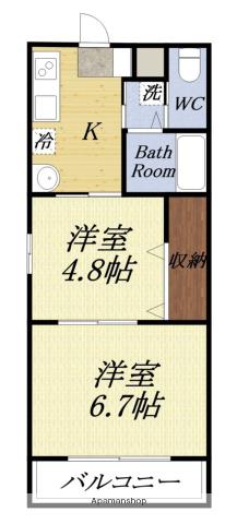 プロスパー水堀(2K/2階)の間取り写真