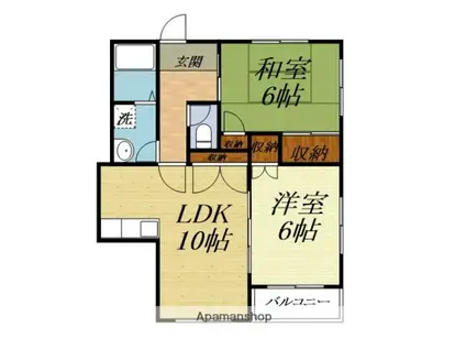 尾野スカイハイツ3(2LDK/1階)の間取り写真