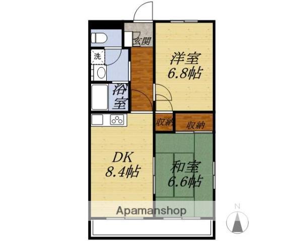 ハピネスマルカ(2DK/3階)の間取り写真