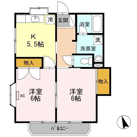 メゾンKⅤ(2K/2階)の間取り写真