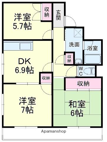 パシフィー松本(3DK/4階)の間取り写真