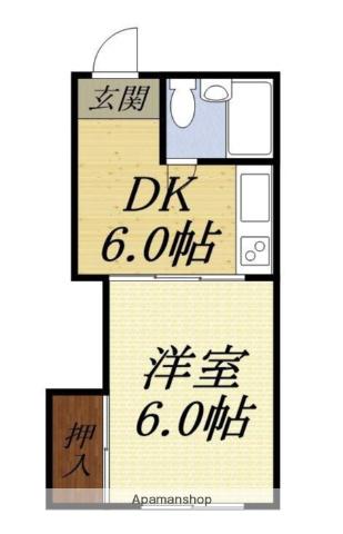 東屋ハイツ(1DK/1階)の間取り写真