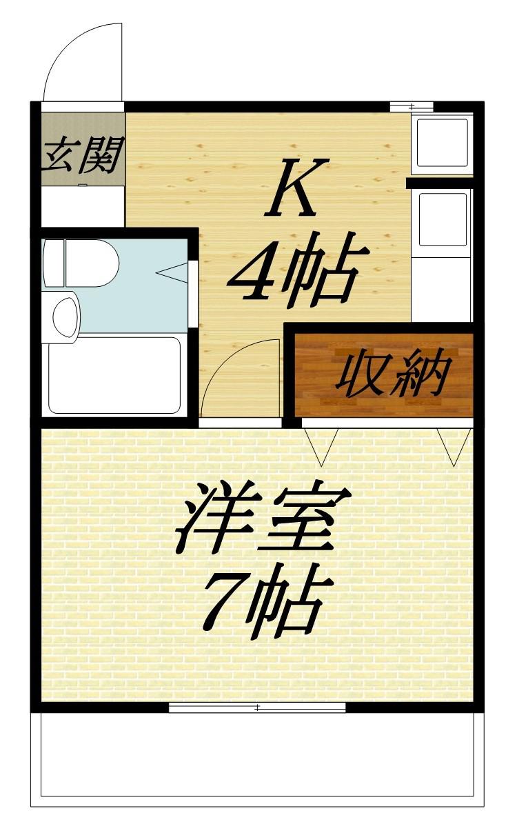 ココスⅡ(1K/1階)の間取り写真