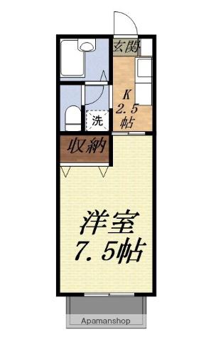 ルーム緑ノ丘(1K/1階)の間取り写真