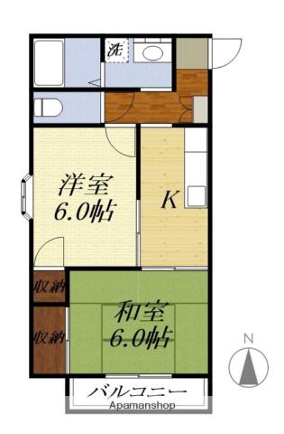 グランジュール(2DK/4階)の間取り写真