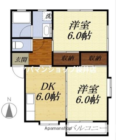 原添ハイツ(2DK/1階)の間取り写真