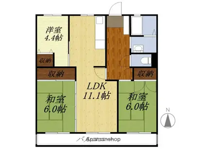 AAI高尾(3LDK/4階)の間取り写真