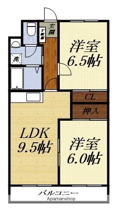 マンション センティア(2LDK/3階)の間取り写真