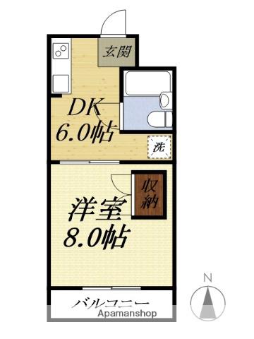 サンフラワーI(1DK/3階)の間取り写真