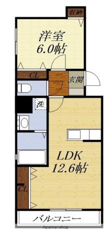 RESIDENCE SALINA(1LDK/3階)の間取り写真