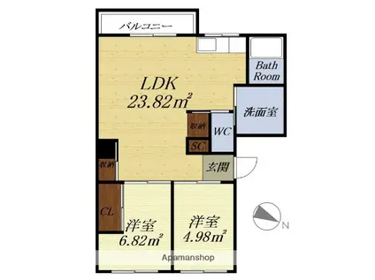 KOIDEマンション(2LDK/3階)の間取り写真