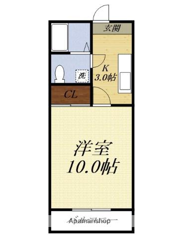 サンテユール(1K/1階)の間取り写真