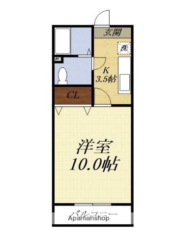 ハーヴェスト(1K/1階)の間取り写真