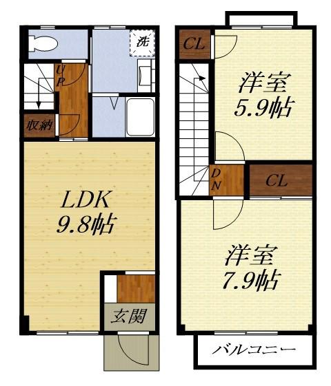 カリヨン西美薗Ｂ(2LDK)の間取り写真
